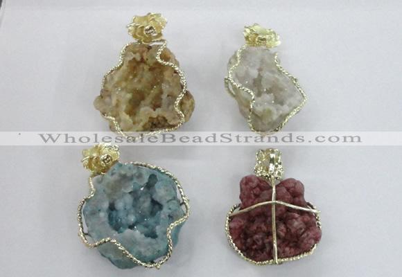 NGP2281 35*45mm - 45*50mm freeform druzy agate gemstone pendants