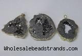 NGP2324 35*45mm - 45*55mm freeform plated druzy agate pendants