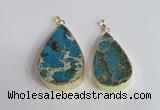 NGP2457 20*30mm - 30*35mm flat teardrop sea sediment jasper pendants