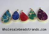 NGP2460 20*30mm - 30*35mm flat teardrop sea sediment jasper pendants