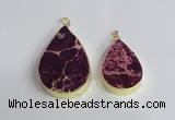 NGP2462 30*40mm - 40*50mm flat teardrop sea sediment jasper pendants