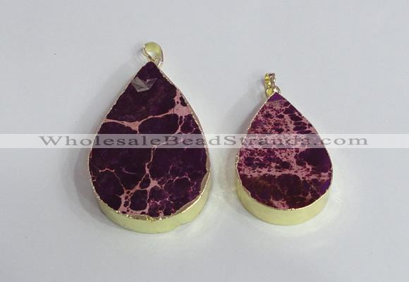 NGP2462 30*40mm - 40*50mm flat teardrop sea sediment jasper pendants