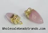 NGP2490 15*30mm - 18*40mm cone rose quartz pendants wholesale