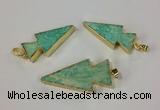 NGP2522 15*32mm - 22*55mm arrowhead Russian amazonite pendants