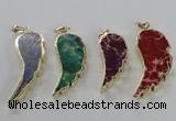 NGP2530 18*40mm - 22*55mm wing-shaped sea sediment jasper pendants