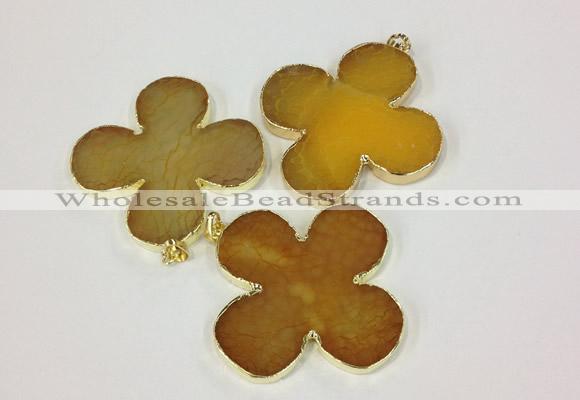 NGP2540 53*53mm - 56*56mm flower agate gemstone pendants