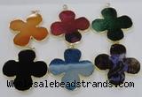 NGP2546 53*53mm - 56*56mm flower agate gemstone pendants