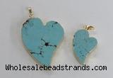 NGP2595 25*35mm - 35*45mm heart turquoise pendants wholesale