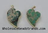 NGP2600 25*35mm - 35*45mm heart sea sediment jasper pendants