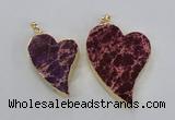 NGP2606 40*50mm - 50*70mm heart sea sediment jasper pendants