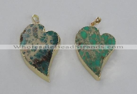 NGP2609 40*50mm - 50*70mm heart sea sediment jasper pendants