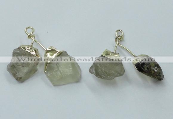 NGP2806 18*25mm - 20*25mm nuggets lemon quartz pendants wholesale