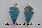 NGP2821 25*50mm - 27*55mm arrowhead sea sediment jasper pendants