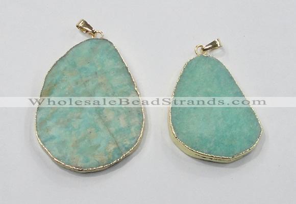 NGP2837 30*40mm - 40*50mm freeform amazonite gemstone pendants