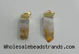 NGP2839 8*25mm - 12*40mm sticks druzy citrine gemstone pendants