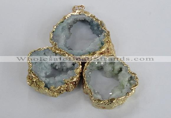 NGP2868 25*30mm - 40*45mm freeform druzy agate pendants