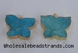 NGP2874 40*50mm - 45*55mm butterfly druzy agate pendants wholesale