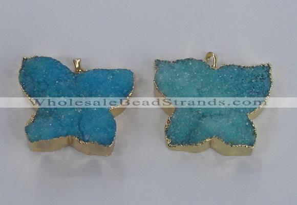 NGP2874 40*50mm - 45*55mm butterfly druzy agate pendants wholesale