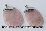 NGP2879 45*65mm - 50*70mm freeform rose quartz gemstone pendants