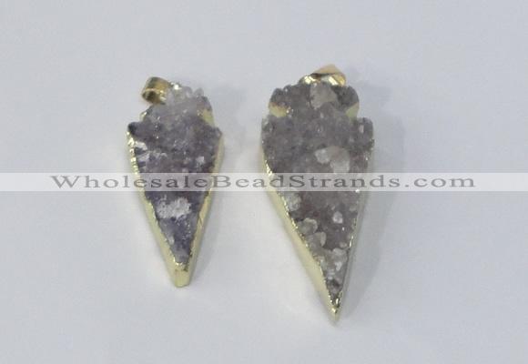 NGP2954 15*35mm - 20*45mm arrowhead druzy agate pendants wholesale