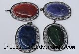 NGP2974 50*60mm oval agate gemstone pendants wholesale