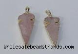 NGP3027 15*35mm – 20*50mm arrowhead rose quartz gemstone pendants