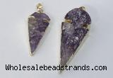 NGP3029 15*35mm – 20*50mm arrowhead amethyst gemstone pendants