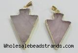 NGP3038 20*35mm – 25*40mm arrowhead rose quartz pendants