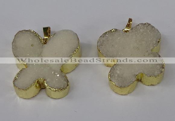 NGP3040 25*30mm - 30*35mm butterfly druzy agate pendants wholesale