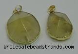 NGP3063 25*35mm – 35*45mm freeform lemon quartz pendants