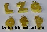 NGP3071 20*25mm - 25*30mm letter druzy agate pendants wholesale