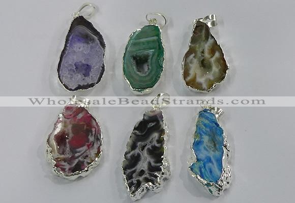 NGP3105 25*40mm - 30*50mm freeform druzy agate gemstone pendants