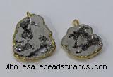 NGP3145 25*35mm - 40*50mm freeform plated druzy agate pendants