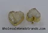 NGP3331 30*30mm - 35*35mm heart druzy agate gemstone pendants