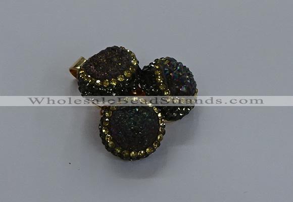 NGP3417 14mm - 16mm coin druzy agate gemstone pendants