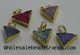 NGP3435 12*16mm - 15*20mm triangle druzy agate gemstone pendants