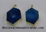 NGP3497 25*40mm - 30*45mm hexagon druzy agate pendants