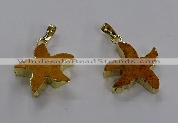 NGP3510 24*25mm starfish fossil coral pendants wholesale