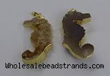 NGP3530 22*58mm - 25*55mm seahorse agate gemstone pendants