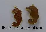 NGP3531 22*58mm - 25*55mm seahorse agate gemstone pendants