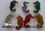 NGP3538 22*58mm - 25*55mm seahorse agate gemstone pendants