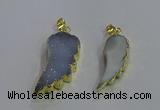 NGP3603 15*30mm - 18*40mm wing-shaped druzy agate pendants