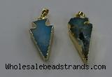 NGP3626 15*30mm - 20*40mm arrowhead druzy agate pendants