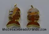 NGP3643 25*50mm - 28*55mm fishbone agate gemstone pendants