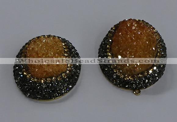 NGP3678 35*45mm oval plated druzy agate gemstone pendants