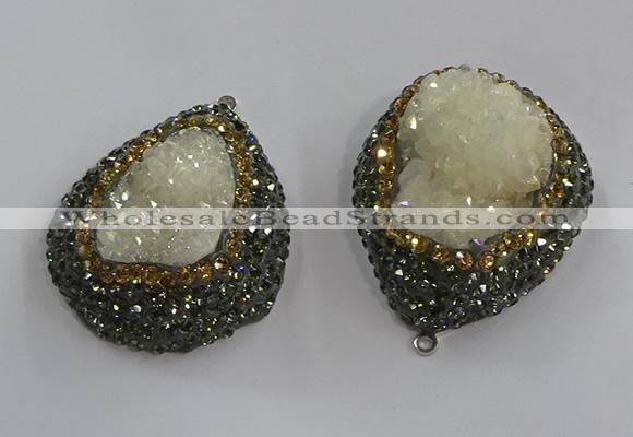 NGP3683 35*45mm teardrop plated druzy agate pendants wholesale