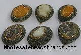 NGP3694 35*45mm freeform plated druzy agate gemstone pendants