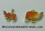 NGP3697 18*30mm - 22*35mm elephant druzy agate gemstone pendants