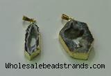 NGP3706 12*30mm - 22*35mm freeform druzy agate gemstone pendants