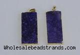 NGP3954 20*50mm - 25*45mm rectangle druzy agate gemstone pendants